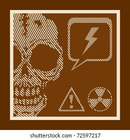 Warning sign with a skull about the dangers