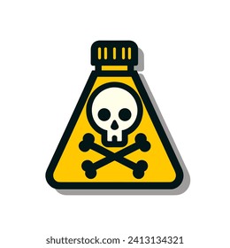 Warning sign with a skull and bones on a yellow background, symbolizing poison and danger.