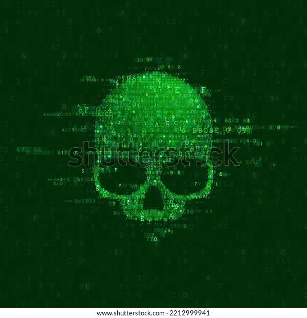 Warning Sign Skull Constructed Programming Code Stock Vector (Royalty ...