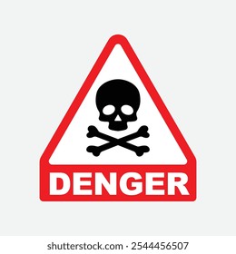 Warning Sign with Skull and Crossbones - Hazard Symbol, Yellow Triangle, Toxic or Dangerous Icon, Skeleton Graphic, Vector Illustration