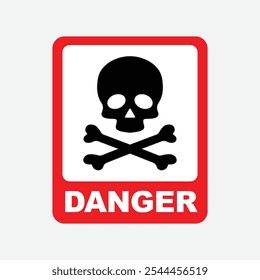 Warning Sign with Skull and Crossbones - Hazard Symbol, Yellow Triangle, Toxic or Dangerous Icon, Skeleton Graphic, Vector Illustration