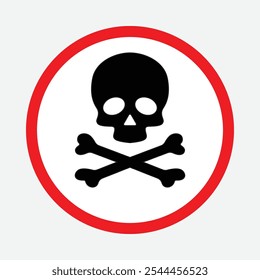 Warning Sign with Skull and Crossbones - Hazard Symbol, Yellow Triangle, Toxic or Dangerous Icon, Skeleton Graphic, Vector Illustration