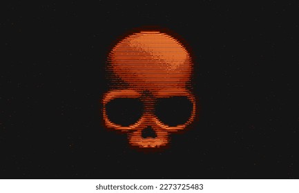 Warning sign skull. Danger internet virus, technical problem or system error. Vector illustration.