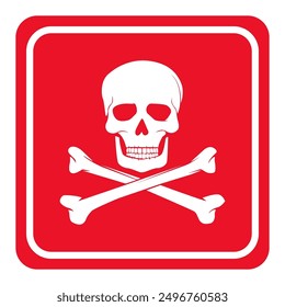 A warning sign of a skull on a red background about danger.