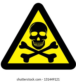 Warning sign with skull symbol isolated on white