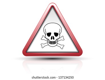 Warning Sign with skull - vector