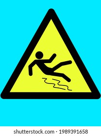 el signo de advertencia es resbaladizo, con un signo triangular y una base amarilla