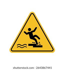 Warning sign slipping backwards on yellow triangle board. Emergency sign Suitable for posters and web icons