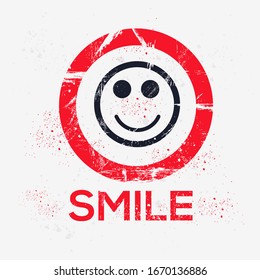  Warning sign (SMILE), vector illustration.