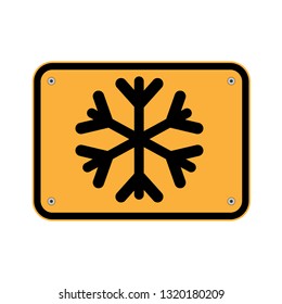 warning sign with snowflake symbol