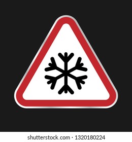 warning sign with snowflake symbol