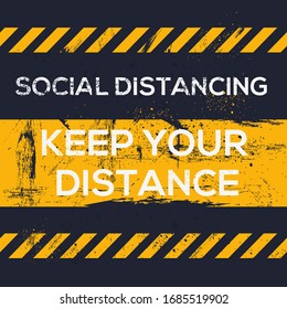 Warning sign (social distancing - keep your distance), vector illustration.