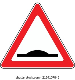 Warning Sign Speed Breaker In Road Traffic Symbol.eps