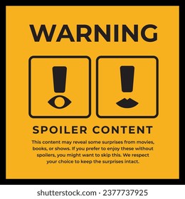 Signo de advertencia del contenido de Spoiler. Ilustración de vectores aislados