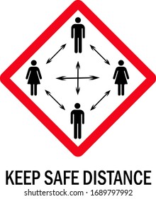 Warning sign sticker reminding the importance of keeping distance between people to protect from Coronavirus or Covid-19