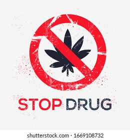  Warning sign (stop drugs), vector illustration.