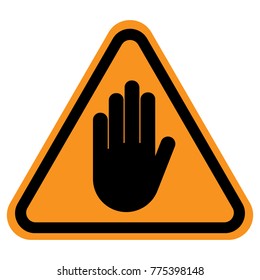 Warning Sign Stop Hand Gesture Yellow Stock Vector (Royalty Free) 775361530