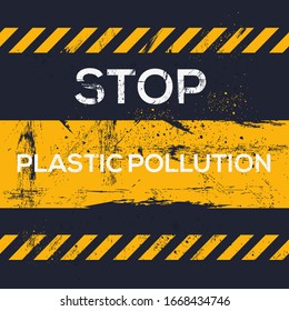  Signo de advertencia (detener la contaminación de plástico), ilustración vectorial.