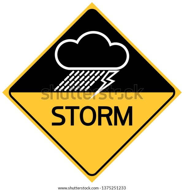 Warning Sign Storm Information Hazardous Atmospheric Stock Vector ...