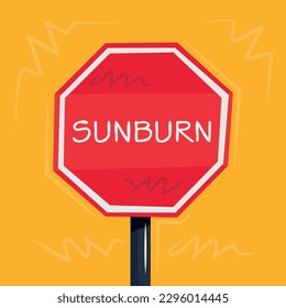 Warning sign (Sunburn), vector illustration.
