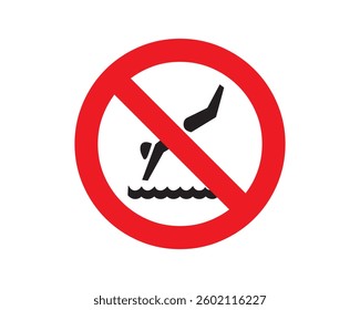 Warning sign swimming prohibited vector. Danger, warning, vector, sign, symbol, icon, water, illustration, safety. Can use for infographic, banner, poster, web design. Isolated on white background. 