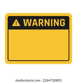 Warning sign template. Black and yellow design. Empty frame with backdrop for text.