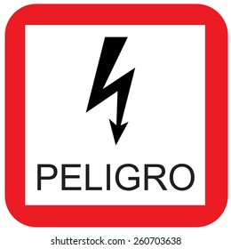 Warning sign with text in spanish danger vector icon isolated, safety sign