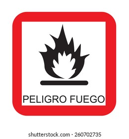 Warning sign with text in spanish fire risk vector isolated