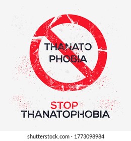 Warning sign (Thanatophobia) Greek word mean in English (fear of death), vector illustration.