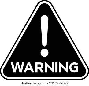 Warning sign triangle black and white single vector illustration for roads.