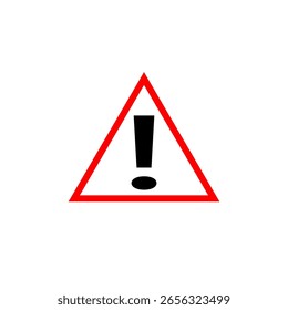 Warning sign triangle. Exclamation mark icon. Red border symbol. Vector alert illustration.