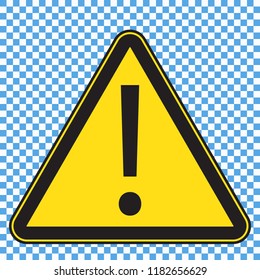 Warning sign, triangle yellow sign with exclamation mark