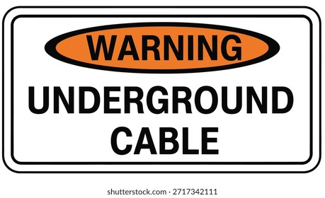 Señal de advertencia para la precaución de seguridad del cable eléctrico subterráneo en naranja brillante