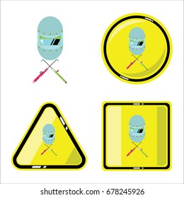 Warning sign of using Welding mask when use the equipment