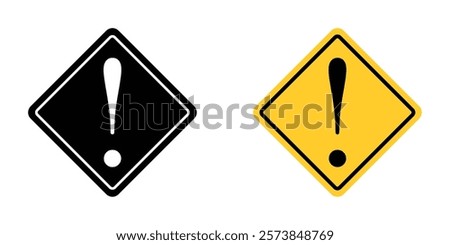 Warning sign vector in filled and 3 stroke weights with exclamation point