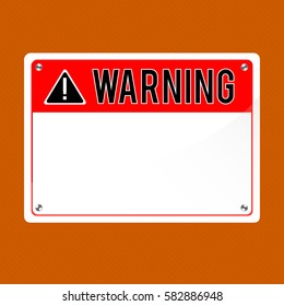 Warning Sign, vector. Flat Sign, Image.Art Print exclamation mark. Poster. announcement about the dangers. plate on the bolts.