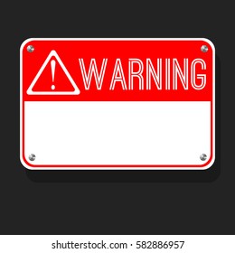 Warning Sign, vector. Flat Sign, Image.Art Print exclamation mark. Poster. announcement about the dangers. Plate on the bolts.