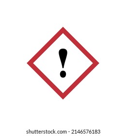 warning sign vector icon. Flat illustration with red diamond outline and black exclamation mark. Caution and hazard symbol. 