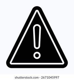 Warning Sign Vector Icon, Isolated Vector Silhouette Style Icon,