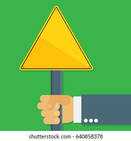 Warning sign vector illustration. Danger flat element for web design and mobile app. Caution high quality flat icon for design printed material. Hazard sign icon on background.