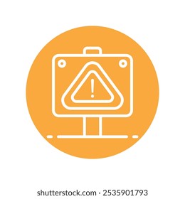 Warning Sign Vector Outline Circle Design icon. Work In Progress Symbol on White background EPS 10 File