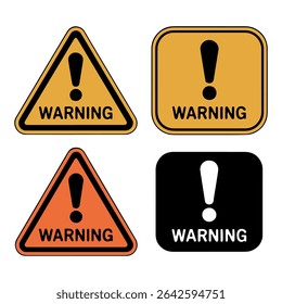 Conjunto de Vetores de Sinal de Aviso - Símbolos de Ponto de Exclamação - Pacote de Ícones de Alerta de Segurança