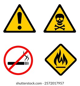 Warning sign vector set icon image,minimalist design concept,isolated on white background,can be for sign,prohibiton sign