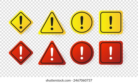 Símbolo de Vector de señal de advertencia aislado en un fondo transparente, ilustración Vector EPS 10