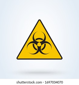 Warning sign of virus vector. Biohazard hazard and yellow warning triangle icon illustration.