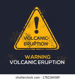 Signo de advertencia (erupción volcánica), ilustración vectorial.	
