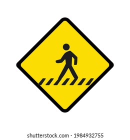 Warning sign to watch out for people crossing the road.