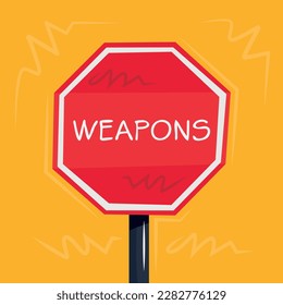 Signo de advertencia (Armas), ilustración vectorial.