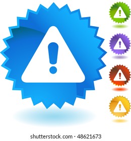 Warning sign web button isolated on a background