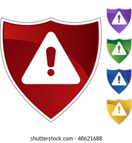 Warning sign web button isolated on a background